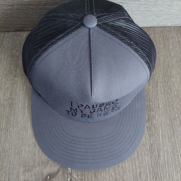 Sport-Tek I Paused My Game To Be Here Gray Snapback Hat - Picture 2 of 6